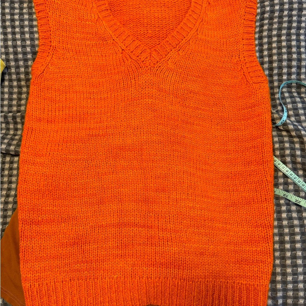 The Elder Statesman Cashmere V-Neck Orange Sweater Vest